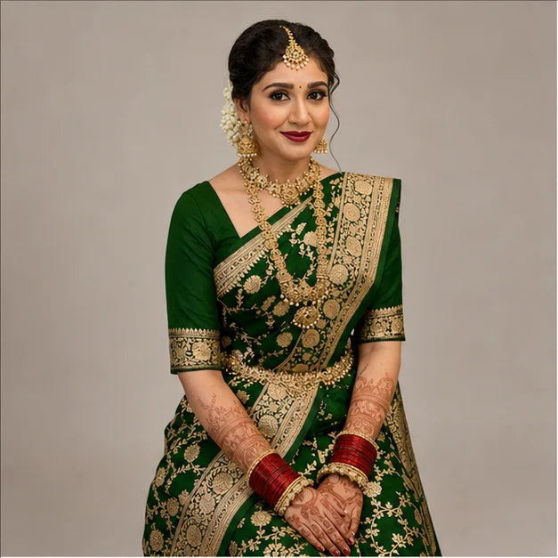 Soft Lichi Silk Saree for Women – Elegant Jacquard Saree with Blouse