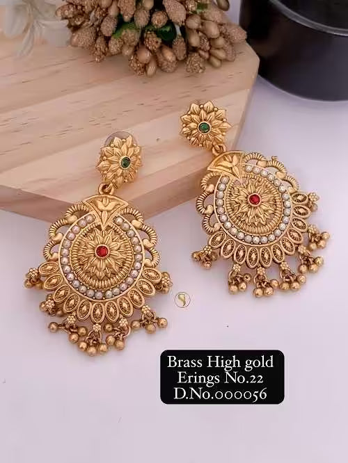 Brass High Gold Fancy Earrings