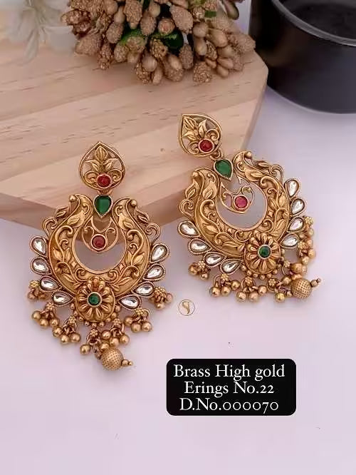 Brass High Gold Fancy Earrings
