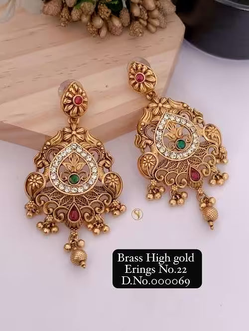 Brass High Gold Fancy Earrings