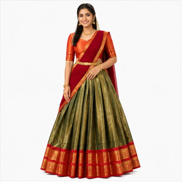 Kanchipuram Zari Weaving Traditional Lehenga Choli