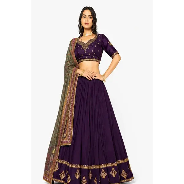 Vichitra Silk Thread Embroidered Lehenga Choli Collection