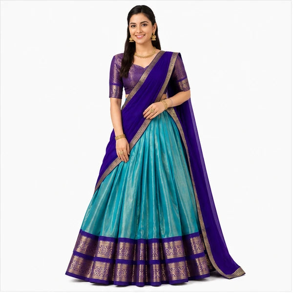 Kanchipuram Zari Weaving Traditional Lehenga Choli