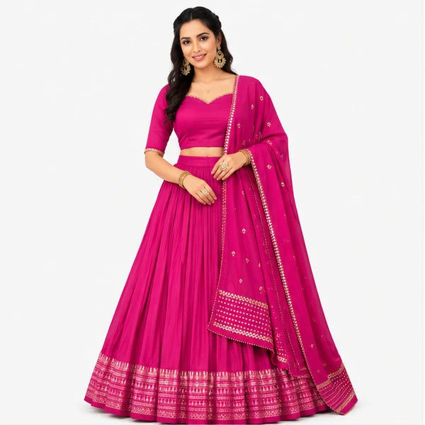 Pure Chanderi Plain Zari Worked Lehenga Choli Collection