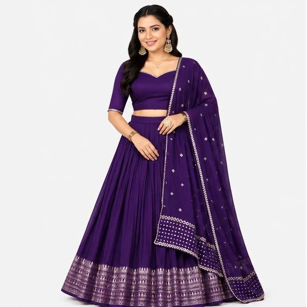 Pure Chanderi Plain Zari Worked Lehenga Choli Collection