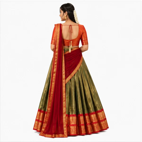 Kanchipuram Zari Weaving Traditional Lehenga Choli