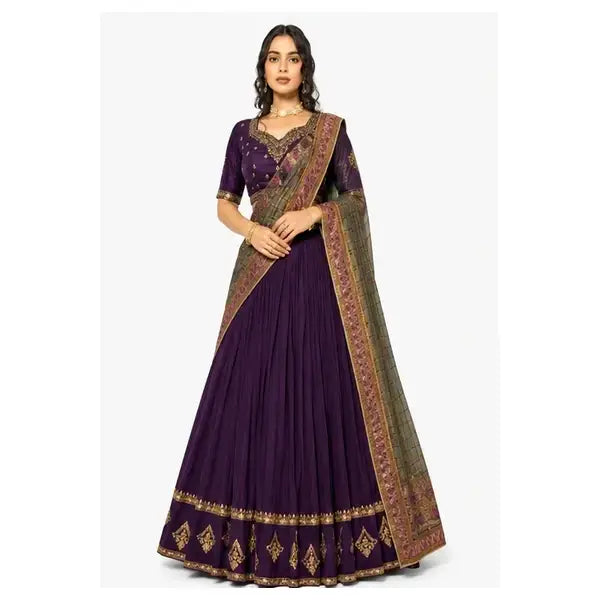 Vichitra Silk Thread Embroidered Lehenga Choli Collection