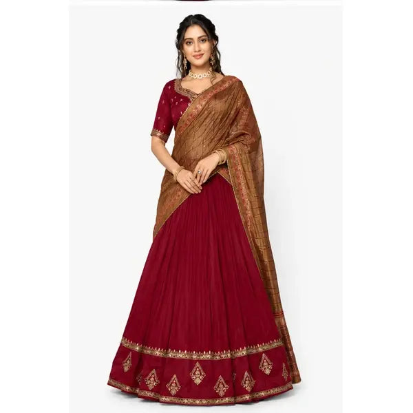 Vichitra Silk Thread Embroidered Lehenga Choli Collection