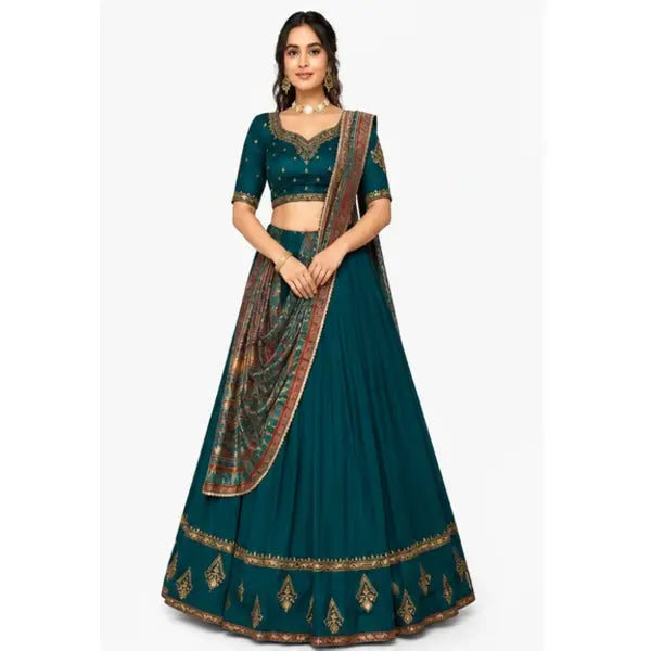 Vichitra Silk Thread Embroidered Lehenga Choli Collection