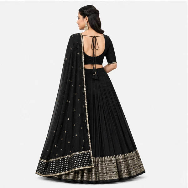Pure Chanderi Plain Zari Worked Lehenga Choli Collection