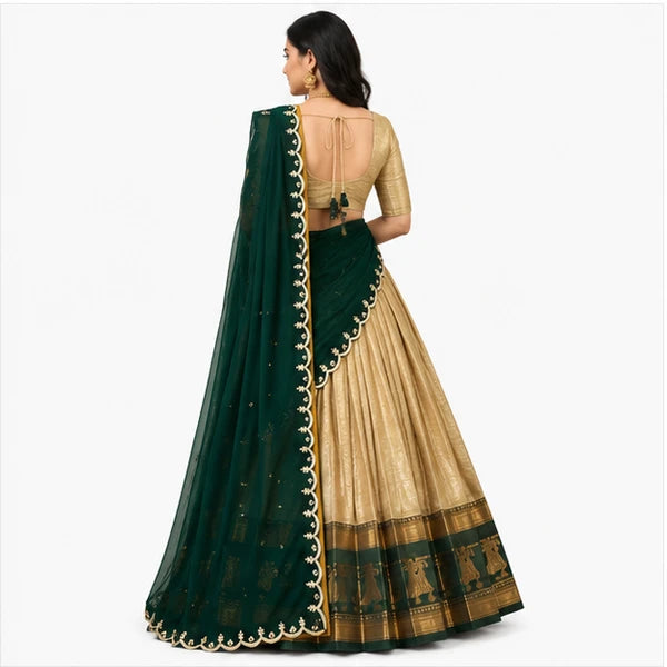 Poly Cotton Zari Weaving Traditional Lehenga Choli Collection