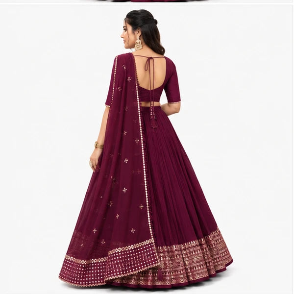 Pure Chanderi Plain Zari Worked Lehenga Choli Collection