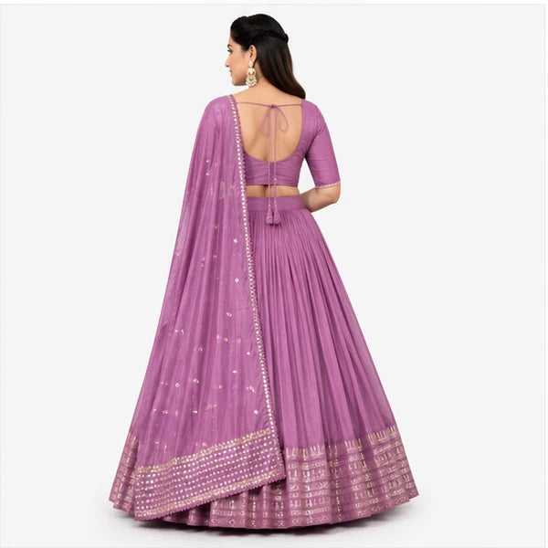 Pure Chanderi Plain Zari Worked Lehenga Choli Collection
