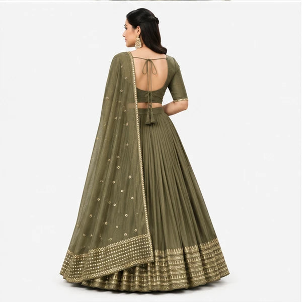 Pure Chanderi Plain Zari Worked Lehenga Choli Collection