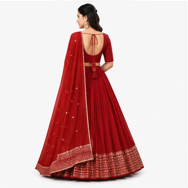 Pure Chanderi Plain Zari Worked Lehenga Choli Collection