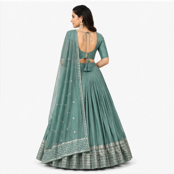 Pure Chanderi Plain Zari Worked Lehenga Choli Collection