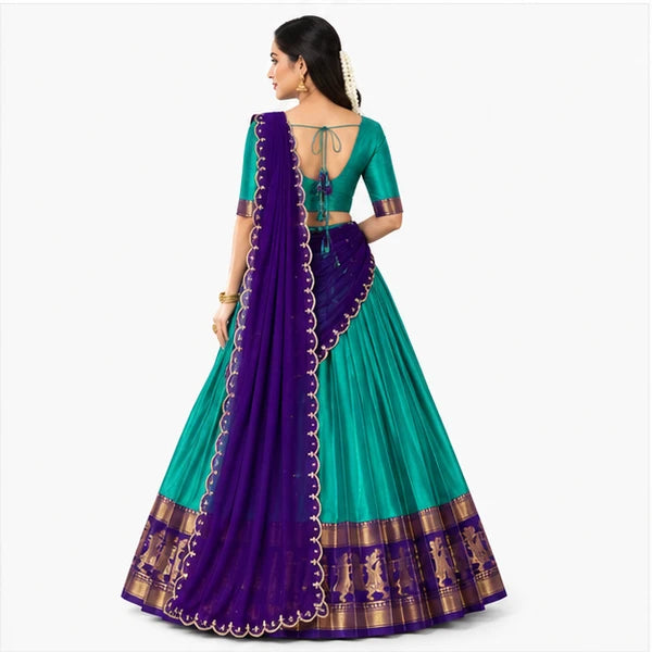 Poly Cotton Zari Weaving Traditional Lehenga Choli Collection