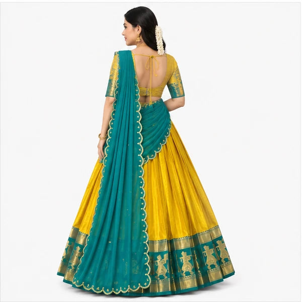 Poly Cotton Zari Weaving Traditional Lehenga Choli Collection