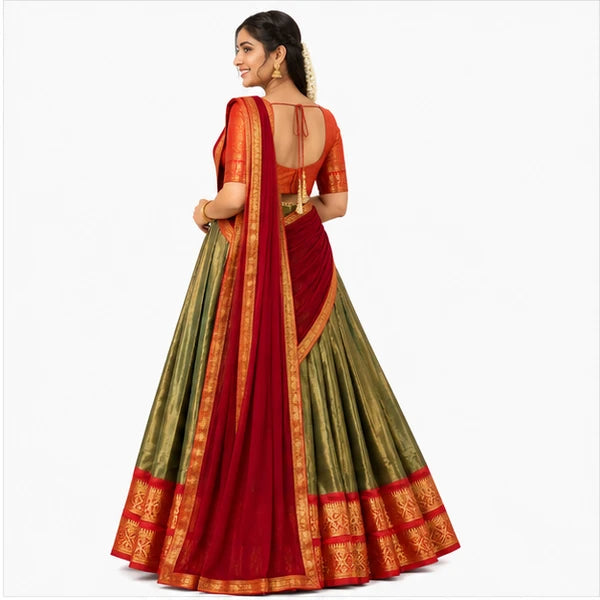 Kanchipuram Zari Weaving Traditional Lehenga Choli