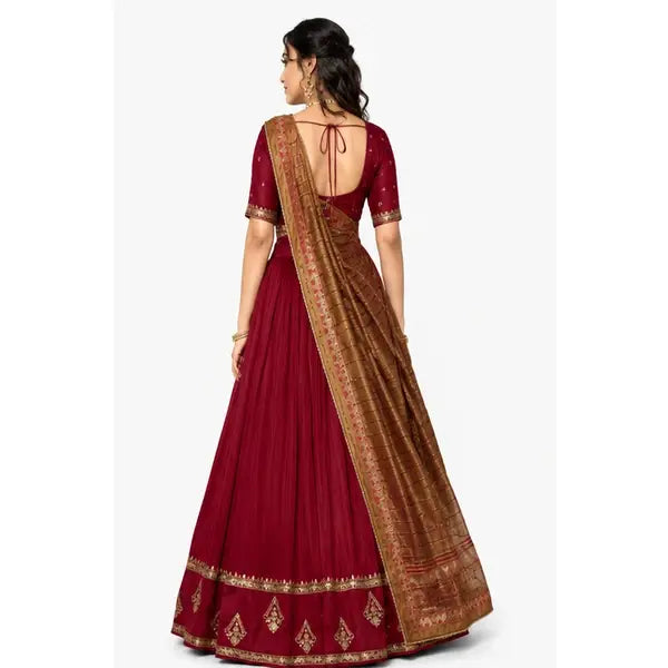 Vichitra Silk Thread Embroidered Lehenga Choli Collection