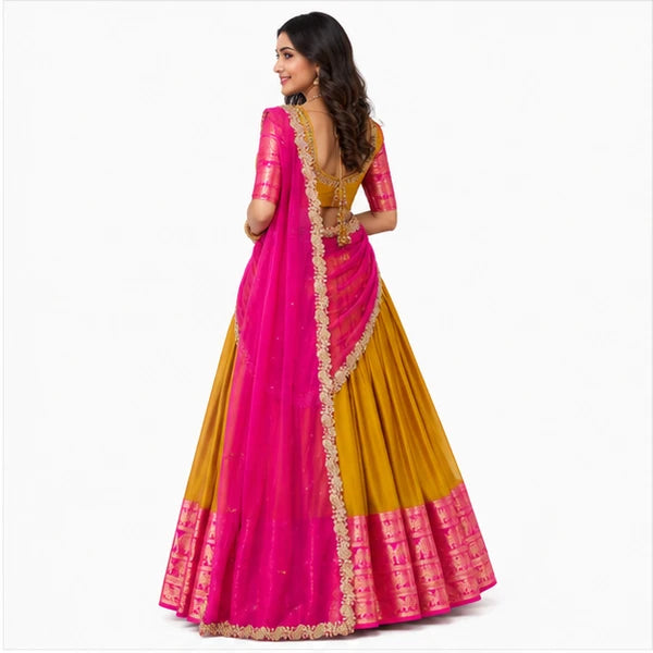 Kanchipuram Zari Weaving Traditional Lehenga Choli
