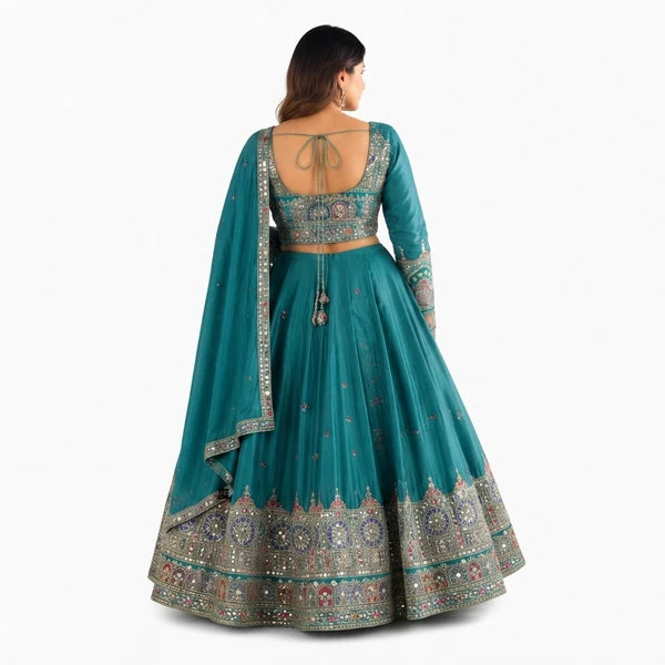 French Crepe Multi Thread Embroidery Lehenga Choli