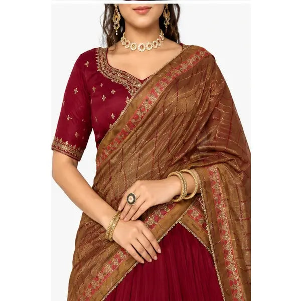 Vichitra Silk Thread Embroidered Lehenga Choli Collection