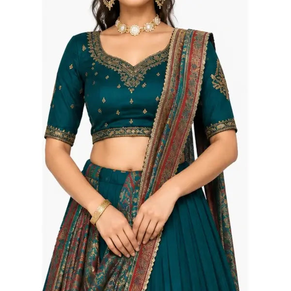 Vichitra Silk Thread Embroidered Lehenga Choli Collection