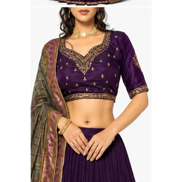 Vichitra Silk Thread Embroidered Lehenga Choli Collection