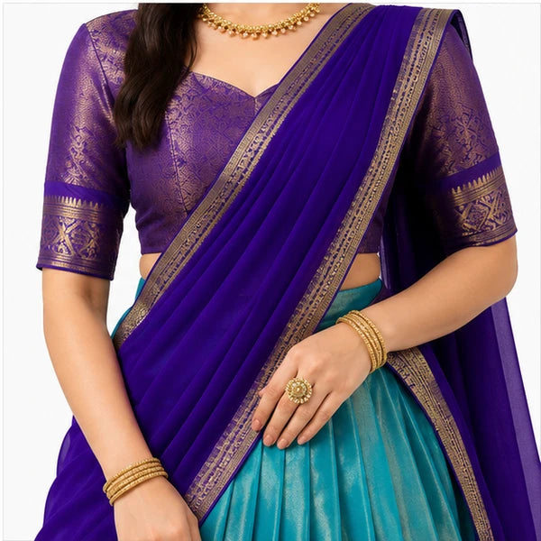 Kanchipuram Zari Weaving Traditional Lehenga Choli