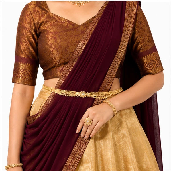 Kanchipuram Zari Weaving Traditional Lehenga Choli