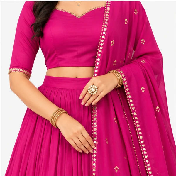 Pure Chanderi Plain Zari Worked Lehenga Choli Collection