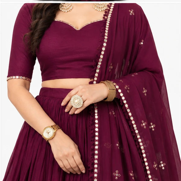 Pure Chanderi Plain Zari Worked Lehenga Choli Collection