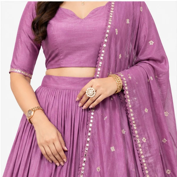 Pure Chanderi Plain Zari Worked Lehenga Choli Collection