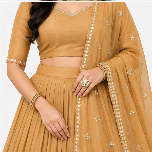 Pure Chanderi Plain Zari Worked Lehenga Choli Collection