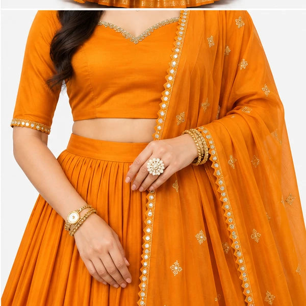 Pure Chanderi Plain Zari Worked Lehenga Choli Collection