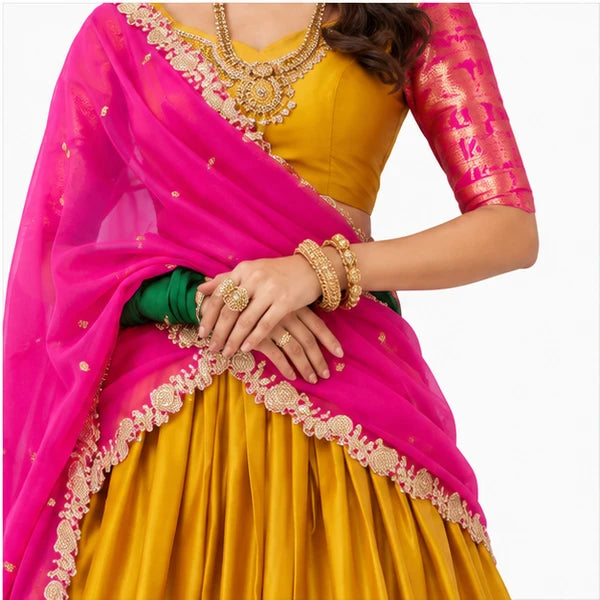 Kanchipuram Zari Weaving Traditional Lehenga Choli