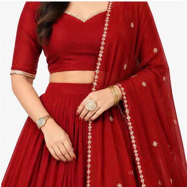 Pure Chanderi Plain Zari Worked Lehenga Choli Collection