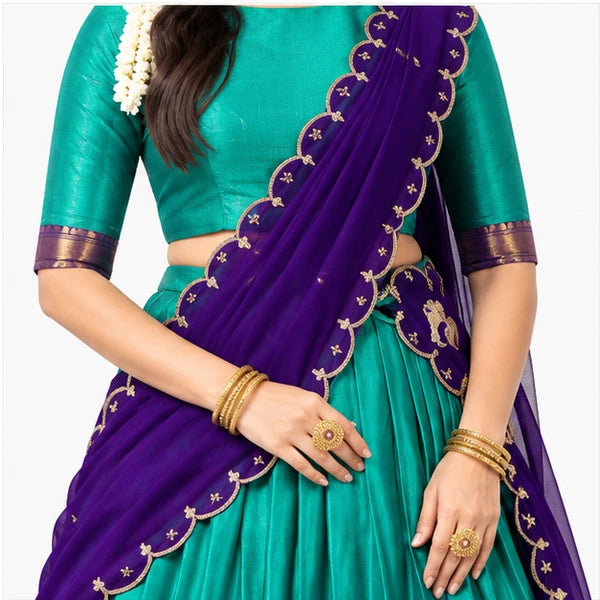 Poly Cotton Zari Weaving Traditional Lehenga Choli Collection