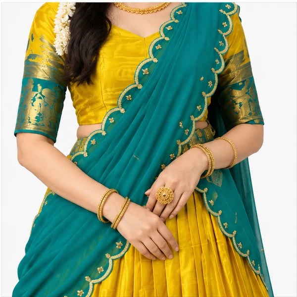 Poly Cotton Zari Weaving Traditional Lehenga Choli Collection