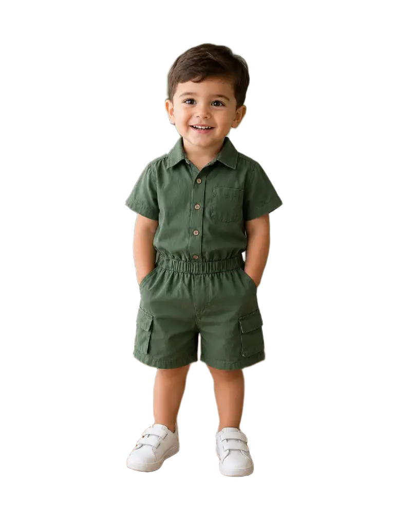 Baby Boys Two Piece Buttoned Shirt & Shorts Set