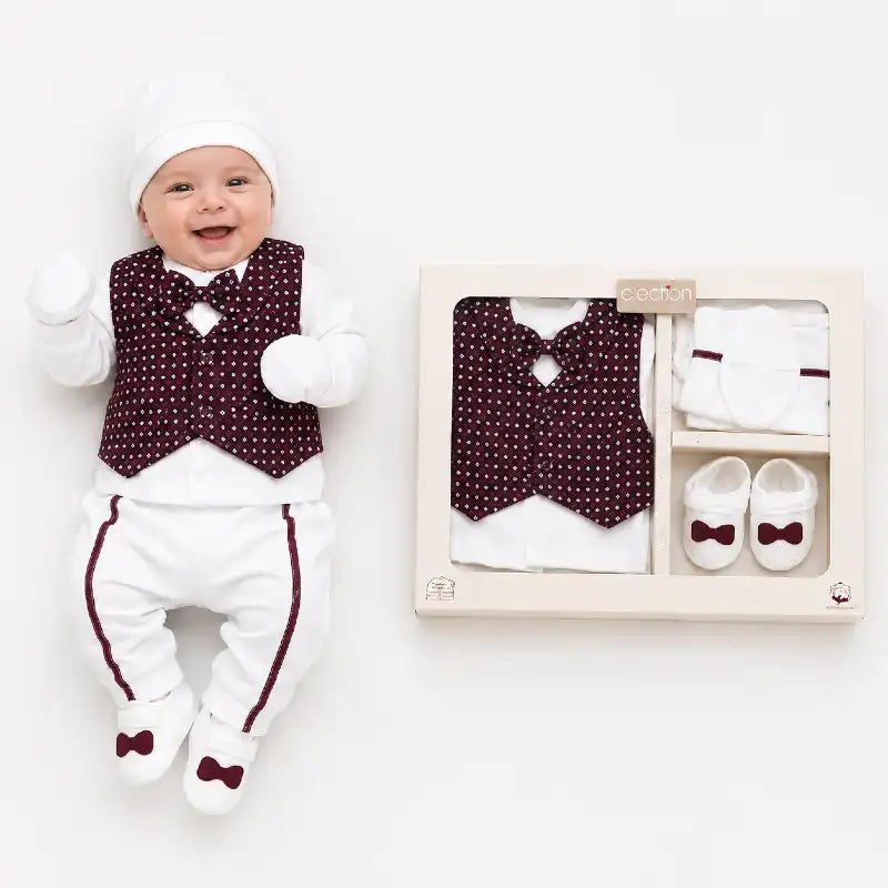 Baby Boys 7pc Gift Set with Shoes, Mittens & Hat