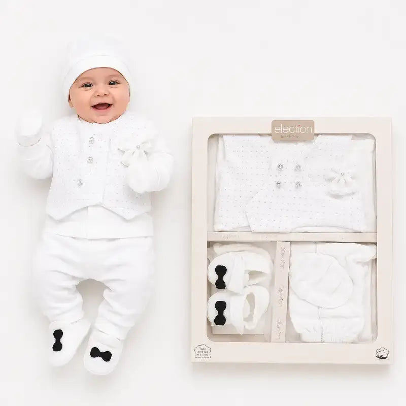 Baby Boys 7pc Gift Set with Shoes, Mittens & Hat