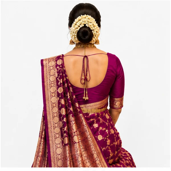 Soft Lichi Silk Saree for Women – Elegant Jacquard Saree with Blouse