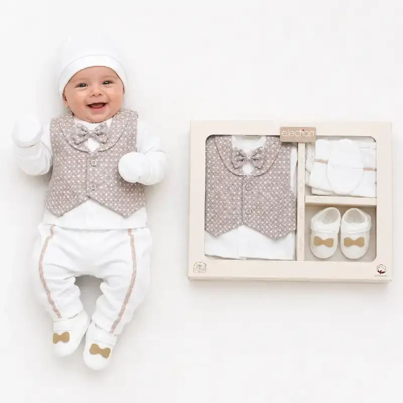 Baby Boys 7pc Gift Set with Shoes, Mittens & Hat