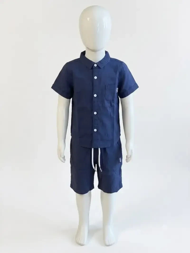 Baby Boys Two Piece Buttoned Shirt & Shorts Set