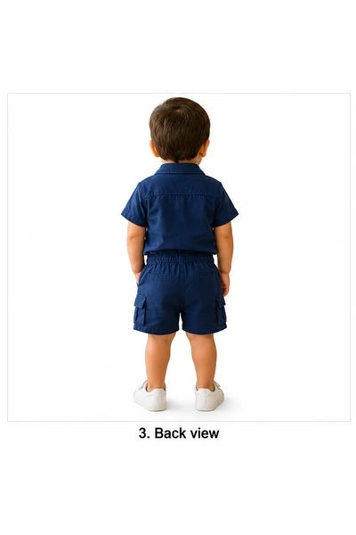 Baby Boys Two Piece Buttoned Shirt & Shorts Set