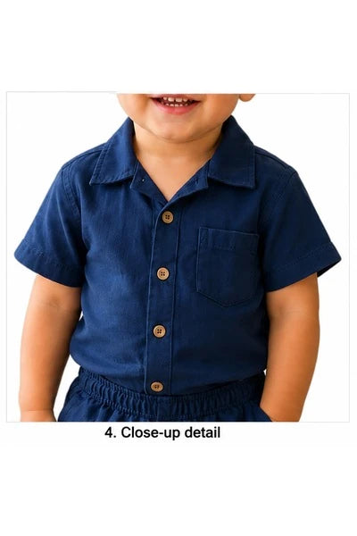 Baby Boys Two Piece Buttoned Shirt & Shorts Set