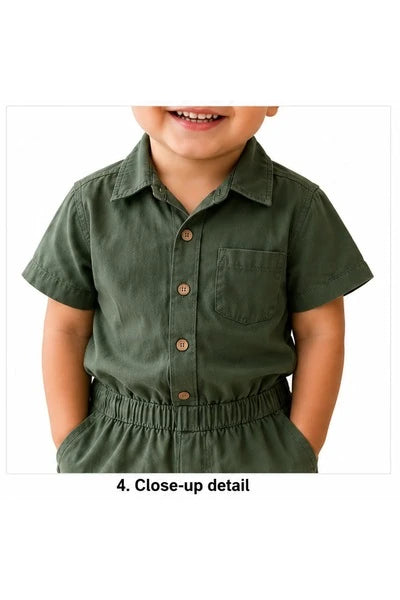 Baby Boys Two Piece Buttoned Shirt & Shorts Set