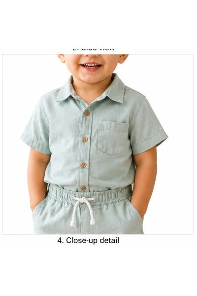 Baby Boys Two Piece Buttoned Shirt & Shorts Set